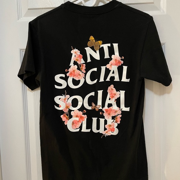 Anti Social Social Club size small butterfly cherry blossom pink flowers - Picture 2 of 5